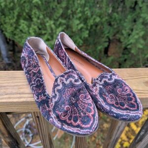 Lucky Brand Purple Paisley Velvet Loafers
